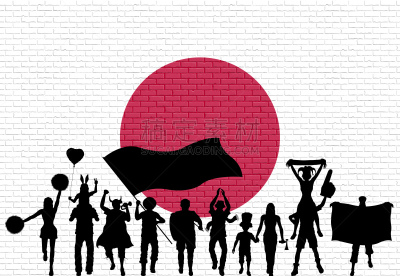 日本人,砖墙,爱好者,前面,小丑帽,体育团队,运动,仅日本人,热情,日语