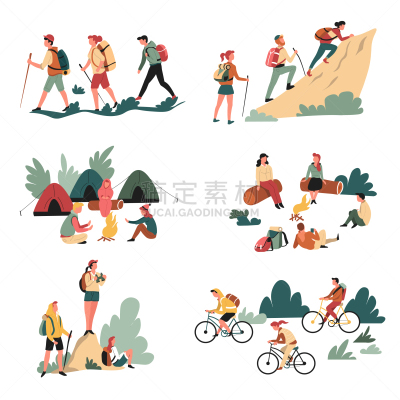 骑自行车,徒步旅行,户外活动,大篝火,家庭,母亲,父亲,女人,露营,坐