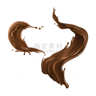 热可可,分离着色,白色,热,咖啡,点状,图像,写实,溅,流动