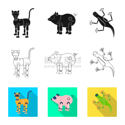 玩具,科学,分离着色,标志,可爱的,野生动物,塑胶,技术,猪,蜥蜴