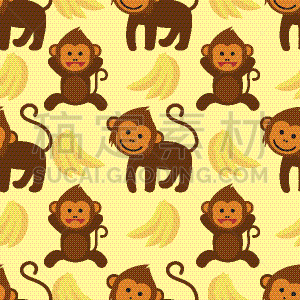 猴子,四方连续纹样,绘画插图,矢量,装饰品,可爱的,猴脸石,纺织品,传单,灵长目