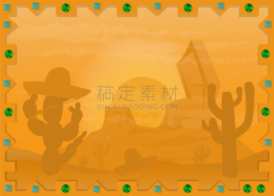 墨西哥,沙漠,地形,三个物体,边框,热,图像,植物群,设计,装饰