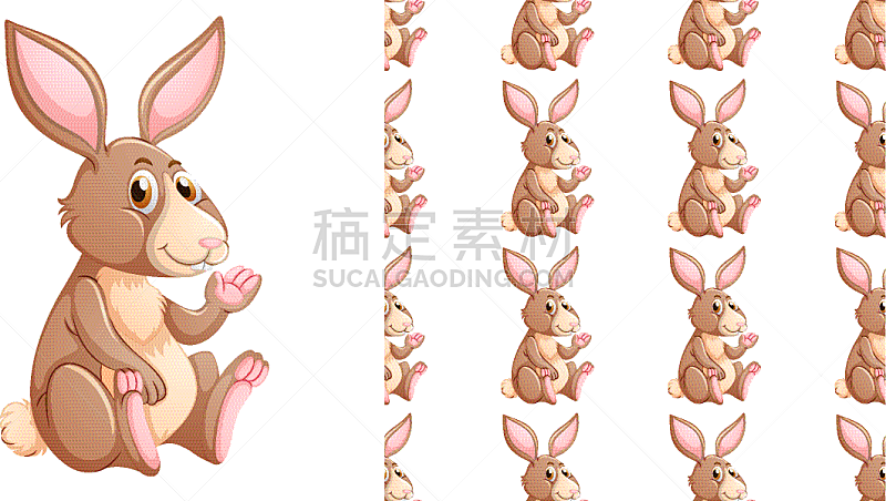 seamless background design with brown rabbit