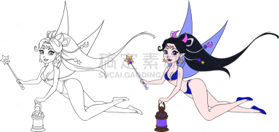 灯笼,仙女服,拿着,矢量,可爱的,绘画插图,魔杖,t恤,设计,绘制