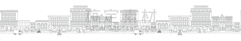 四方连续纹样,建筑外部,街道,房屋,行人,都市风景,国境线,交通,汽车,边框
