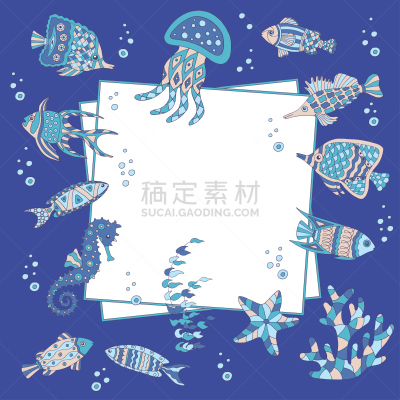 边框,鱼类,海洋,抽象,可爱的,野生动物,海星,动物,背景,珊瑚