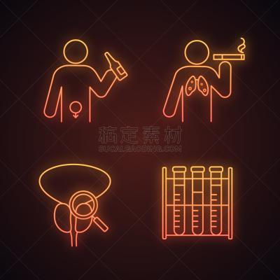 霓虹灯,计算机图标,男性健康,有序,背景分离,药,人类肺脏,符号,图标集