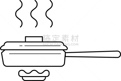 煎锅,线条,计算机图标,分离着色,轮廓,白色,热,肉,厨房器具,烹调