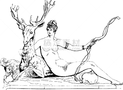 月亮女神阿蒂米斯,枫丹白露宫,白色,矢量,图像,雕刻图像,黑色,做,复古