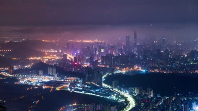 深圳现代建筑外墙，延时摄影