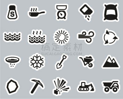 计算机图标,盐,贴纸,巨大的,盐矿,黑白图片,热,独轮手推车,线条,比例