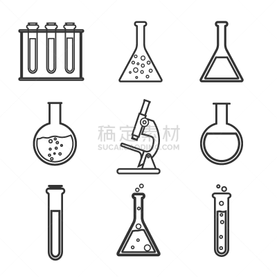 实验室,图标集,平坦的,生物学,健康保健,显微镜,药,技术,分子,设备用品