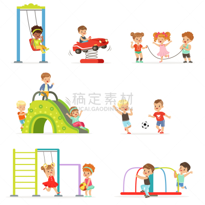 可爱的,小的,儿童,进行中,动画片,乐趣,绳子,图像,蹦,收集