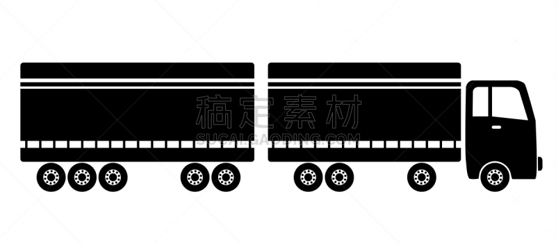 在活动中,轮廓,有序,卡车,图标集,长的,全景,陆用车,图像,公路