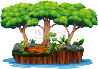 流离岛影,森林,环境,云,现代,草,春天,湖,植物,石头
