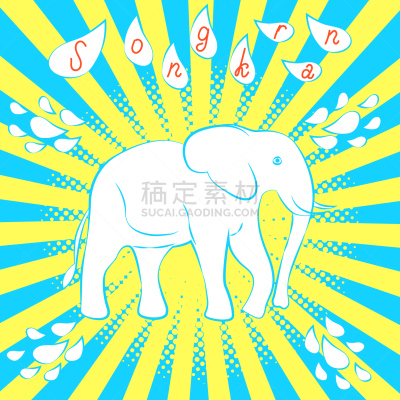 白色,泰国,泼水节,象,新年前夕,国内著名景点,图像,水滴,动物,矢量