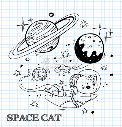 宇航员,猫,太空,俄罗斯宇航员,轮廓,天文学,艺术,飞,冒险,设计