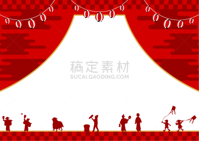 新年前夕,绘画插图,欧洲赤松,纸灯笼,日本灯笼,传统节日,富士山,松树,背景,日本