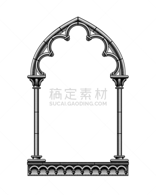 华丽的,边框,哥特式风格,建筑,白色,分离着色,简单,黑色,传统,部分