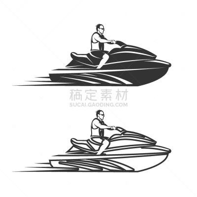 分离着色,男人,喷水推进艇,白色背景,白色,运动,喷气式飞机,布置,休闲,度假