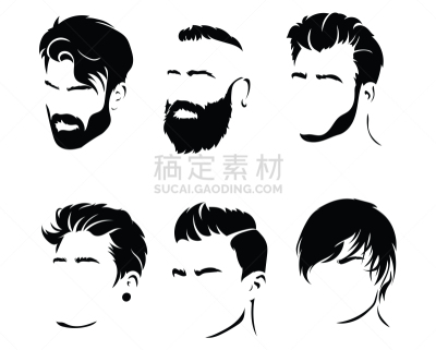 发型,男人,黑色,肖像,现代,头发,收集,布置,复古,剪影