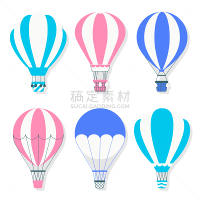 可爱的,旅途,热气球,天空,旅行者,计算机图标,矢量,色彩鲜艳,飞,运输
