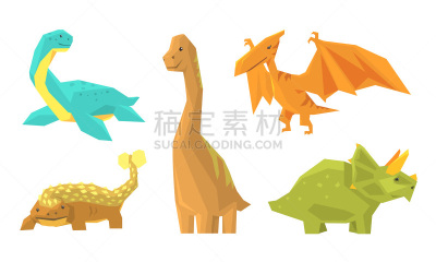 绘画插图,矢量,动画片,反差,可爱的,脚印,已灭绝生物,侏罗纪,中生代,蜥蜴