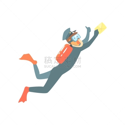 邮政工作人员,信函,职业,信使,男人,水下,邮件,图像,矢量