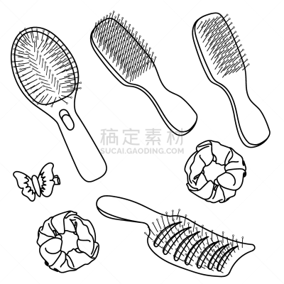 矢量,梳子,白色背景,头带,可爱的,发夹弯,一个物体,背景分离,塑胶,女性特质
