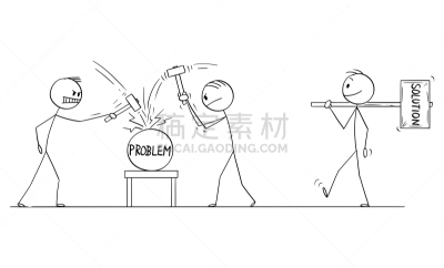 绘画插图,卡通,问题,锤子,男商人,男人,概念,过大的,矢量,职业