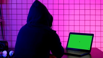 黑客通过数据窃取个人信息以诈骗赎金。绿屏模拟显示