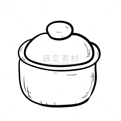 锅,草图,乱画,银餐具,分离着色,轮廓,白色,厨房器具,高雅,食品