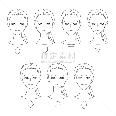 女性,人的脸部,形状,女人,头发,欧弗,钻石,绘画插图,圆形