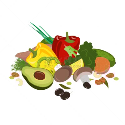 食品,坚果,蔬菜,绘画插图,食用菌,商品,橄榄,瘦身,模仿,禁食