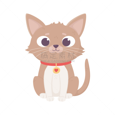 猫,卡通,褐色,宠物,小的,坐