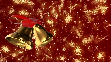 圣诞和新年无缝循环动画。圣诞金色雪花和深红色背景上的铃铛。冬季仙境魔法雪花。