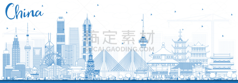 轮廓,名声,城市天际线,著名景点,重庆,矢量,沈阳,剪影