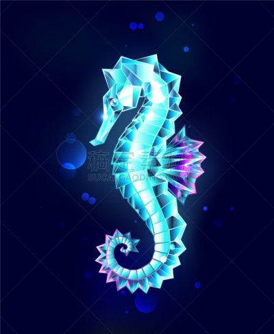 冰,海马,深的,几何形状,霜,数码图形,动物,想法,哥特式风格
