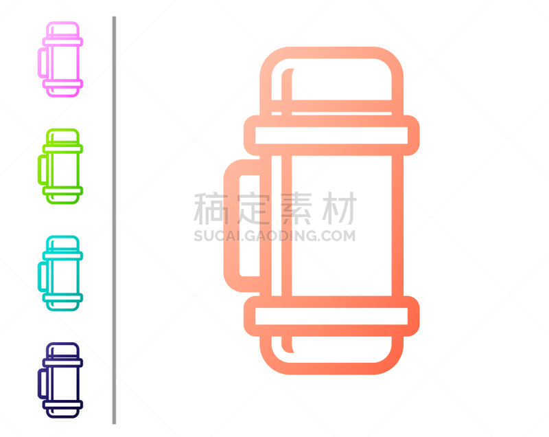 分离着色,图标,珊瑚,白色,容器,茶,饮料,不锈钢,热,咖啡