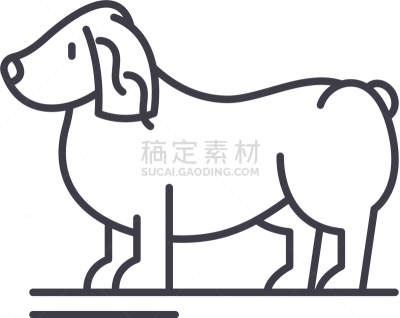 直的,斯班尼犬,概念,线图标,可爱的,纯种犬,梗犬,肖像,狗,哺乳纲