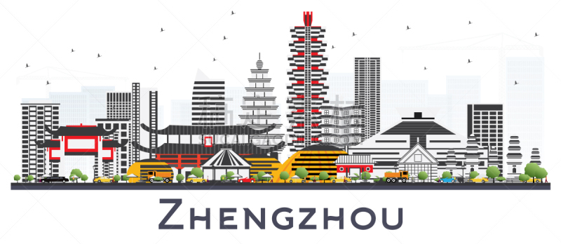 城市天际线,郑州,灰色,建筑外部,旅途,商务,云,鸟类,建筑