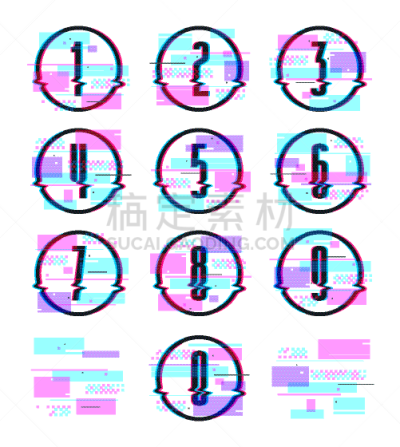 华丽的,数字,图像特效,电子脉冲音效,创造力,噪声,狭窄的,电视机,模板,复古