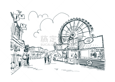 park amusement sketch line art