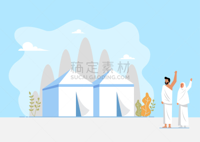 帐篷,居住区,国际著名景点,传统,异性恋,波斯湾,女人,背景,绘画插图,卡通