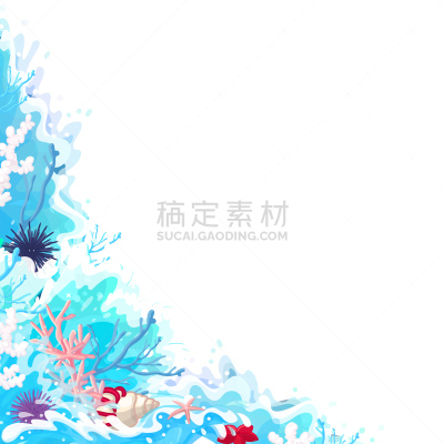 卡通,角落,矢量,剪贴画,触须,请柬,空的,模板,海星,夏天