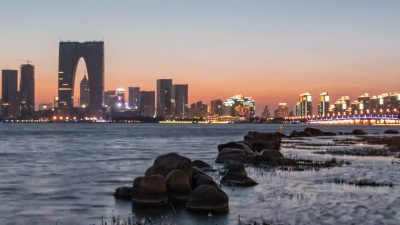中国苏州金鸡湖夜景