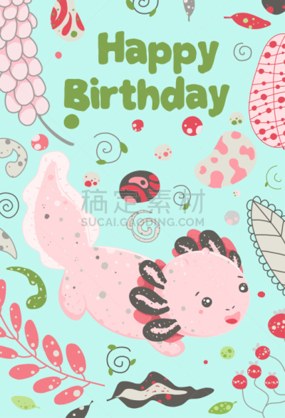 可爱的,蜥蜴,两栖纲,绘画插图,婴儿,美西钝口螈,可爱,扁平化设计,贺卡,设计