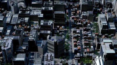 大都市上空的巨型海啸波能量