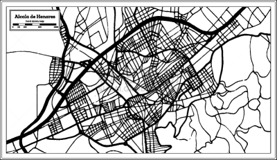 埃纳雷斯堡,西班牙,街道图,直的,特拉华,公路,河流,主干路,草图,复古