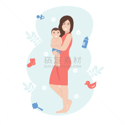小的,儿子,幸福,手臂,女人,可爱的,背景分离,父母,母亲,女婴